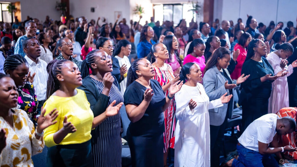 People praying in a church